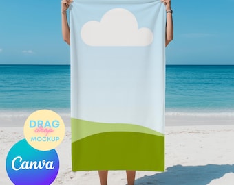 Beach Towel Mockup 2 Canva Template Mockup for Product Display Summer Towel Mockup for Etsy Sellers Mockups for Listing Images