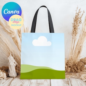 AOP Tote Bag Mockup 3 AOP Tote Canva Mockup AOP Natural Cotton Canvas Boho Tote Bag Mockup  Aop Bag Mock Up Drag&Drop