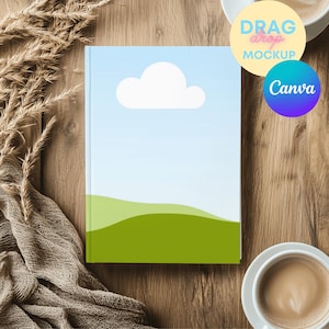 ハードカバージャーナルモックアップ 3 | Printify 罫線ジャーナルマット | ジャーナルモックアップ | Canva テンプレート | ドラッグアンドドロップ