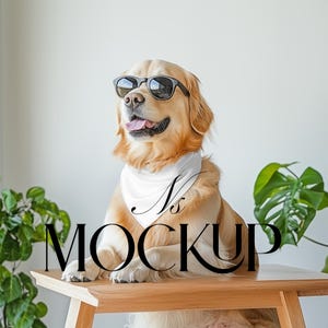Dog Bandana Mockup For Canva Drag Drop Bandana Collar Drag Drop Mock Up PNG Transparent Pet Bandana Collar Mockups for Dog Overlay
