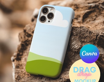 Natural Style Phone Case Mockup Templates for Canva | Iphone Mockups | Printify Mockups | Canva Template  | Drag and Drop