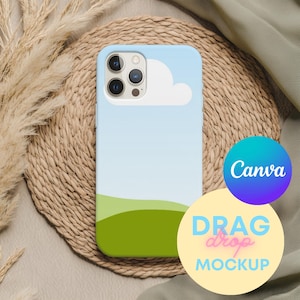 Boho Phone Case Mockup Templates for Canva | Iphone 15 Pro Case Mockup | Iphone Mockups | Printify Mockups | Canva Template  | Drag and Drop