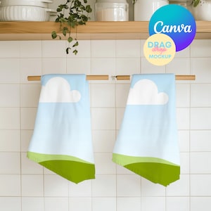 Kitchen Towel Mockup 9 Hand Towel Mockup Printify Mockups Tea Towel Mockup Canva Drag and Drop Templates Tea Towel Templates