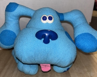 Vintage 1997 Plush Blues Clues Pose-A-Blue 8" Blue PBS Dog Tyco Stuffed