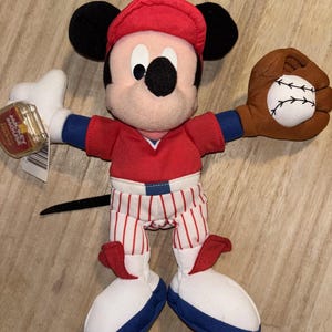 Musse Pigg Plysch Baseboll Stjärnböna "Home Run" Fisher Price 25 cm Med Etiketter bild 1