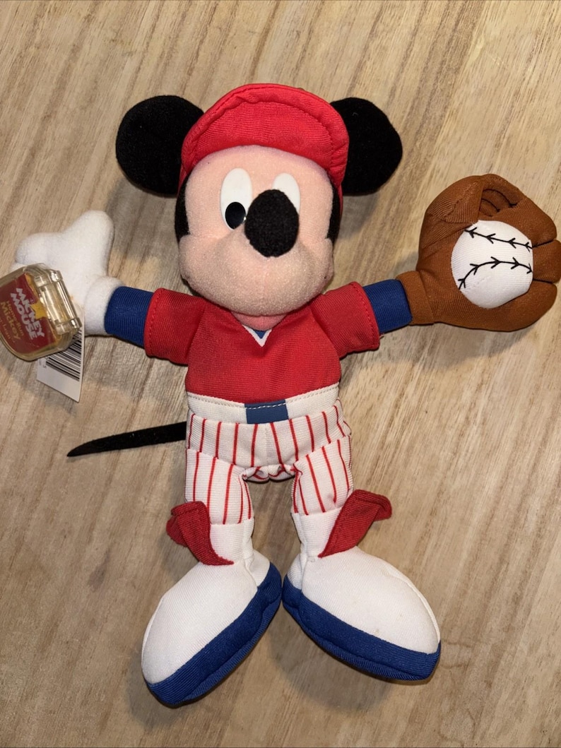 Musse Pigg Plysch Baseboll Stjärnböna "Home Run" Fisher Price 25 cm Med Etiketter bild 1