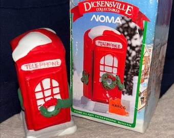 1990 Vintage VTG Dickensville Christmas Village RED Telephone Booth Figure