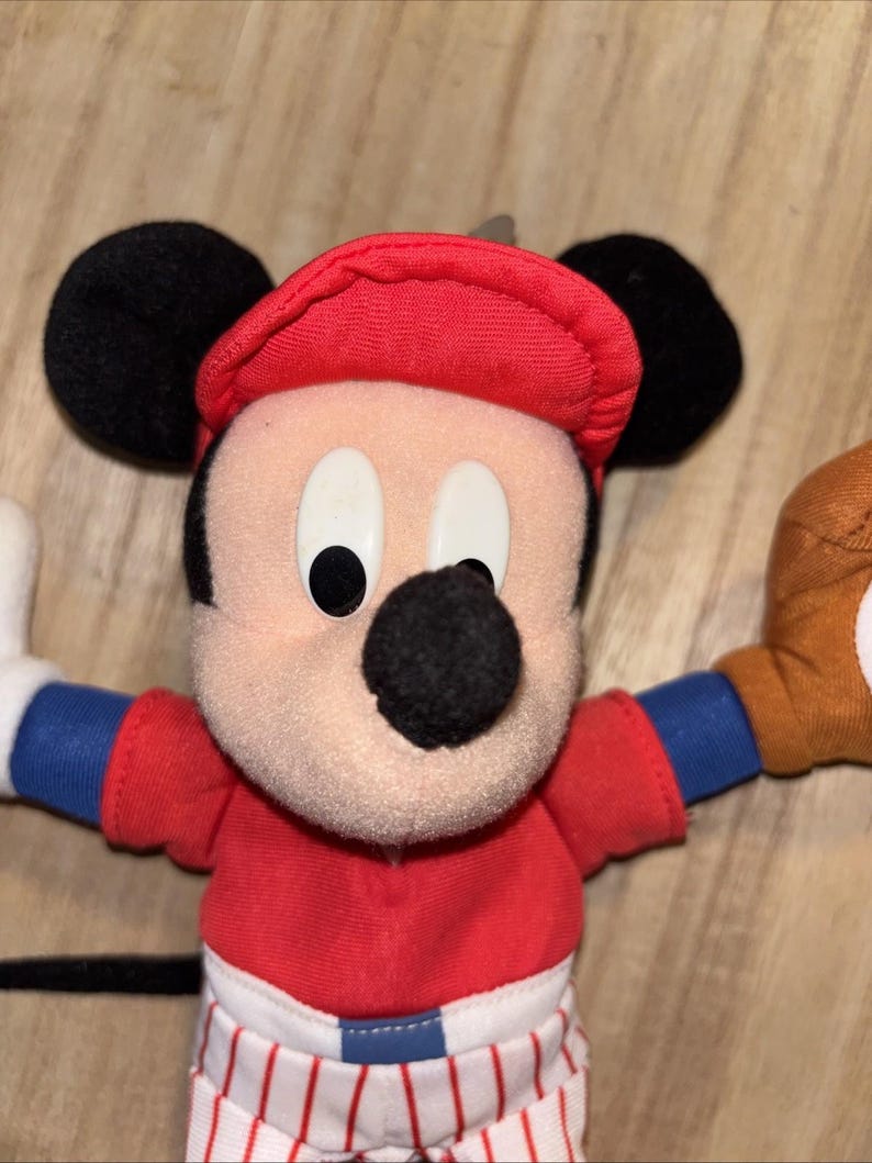 Musse Pigg Plysch Baseboll Stjärnböna "Home Run" Fisher Price 25 cm Med Etiketter bild 4