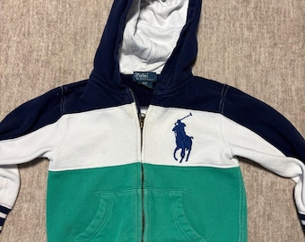 Bluza z kapturem Polo Ralph Lauren dla chłopców 4T Big Pony Heavy Metal Zipper Y2K