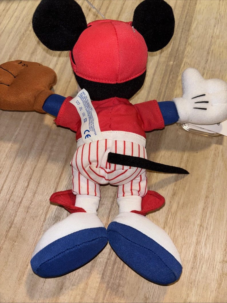 Musse Pigg Plysch Baseboll Stjärnböna "Home Run" Fisher Price 25 cm Med Etiketter bild 5