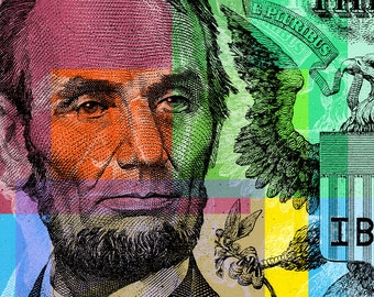 Abraham Lincoln Pop Art Collage - giclee on canvas.