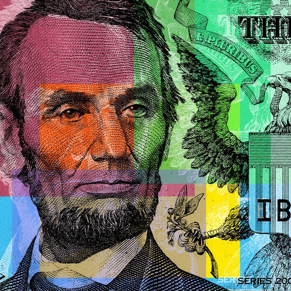 Abraham Lincoln Pop Art Collage - giclee on canvas.