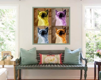 Cat Pop Art print - 4 panels Warhol style