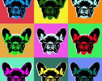 French bulldog Pop art Warhol style print - giclee on canvas