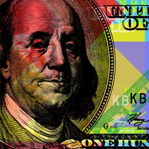 Benjamin Franklin Pop Art Andy Warhol style - giclee on canvas