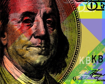 Benjamin Franklin Pop Art Andy Warhol style - giclee on canvas