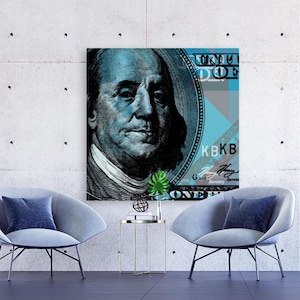Benjamin Franklin Pop Art Andy Warhol style - Giclee print on canvas