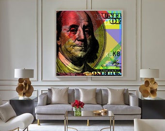 Benjamin Franklin Pop Art Andy Warhol style - giclee on canvas