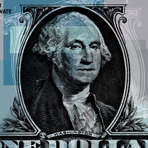 George Washington One dollar bill Pop Art Warhol style canvas blue gray black