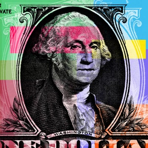George Washington One dollar bill Pop Art Warhol style canvas multicolor