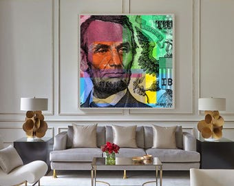 Lincoln Pop Art Andy Warhol style - giclee on canvas