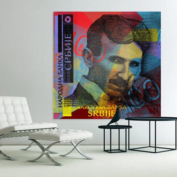 Nikola Tesla Pop Art - 100 dinar banknote