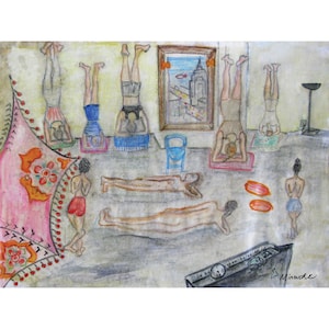 Yoga class at Lotus studio in NYC - by Minouche - Giclee print