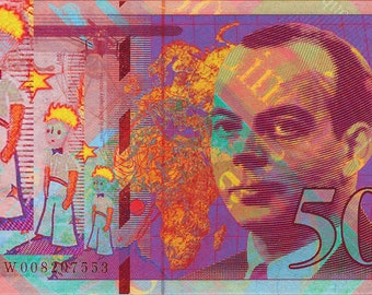 Saint-Exupery 50 francs french banknote Pop Art Warhol style print