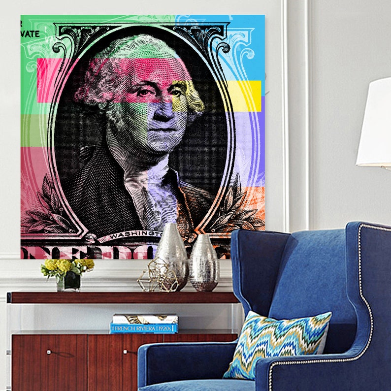 George Washington One dollar bill Pop Art Warhol style canvas image 6
