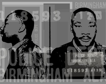 Martin Luther King mugshot -  Birmingham Alabama -  Pop Art Warhol style print