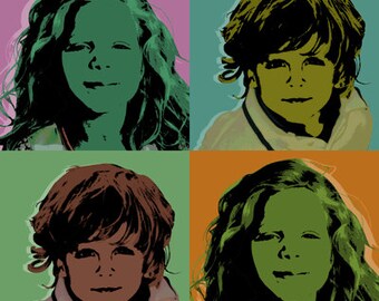 18"x18" Warhol style Portrait - Pets and People - Personalized Rolled or Stretched Canvas