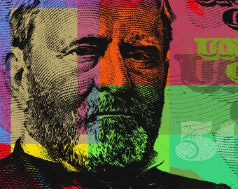 Ulysses S. Grant Pop Art Warhol style collage - giclee on canvas