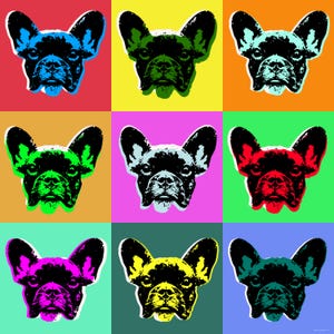 French bulldog Pop art Warhol style print - giclee on canvas
