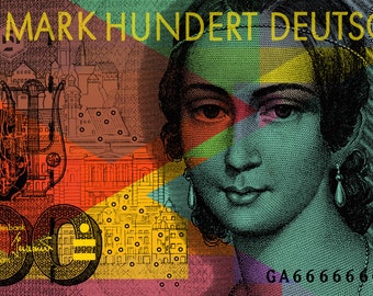 Clara Schumann - 100 Deutsche Mark Banknote  Pop Art print