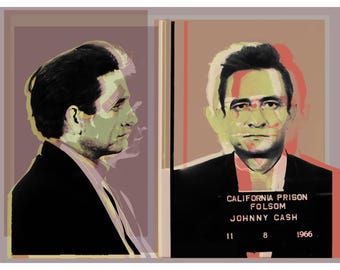 Johnny Cash mugshot Pop Art Warhol style