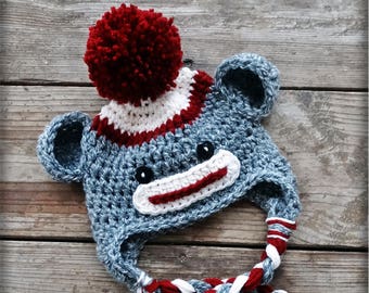 Crochet Pattern Sock Monkey hat by AngelsChest - Includes Instructions for ALL sizes Newborn to Adult - Pattern No. 10