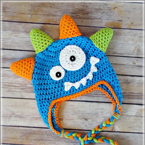 CROCHET PATTERN Monster Hat Cute for Boys or Girls - Sizes Newborn to Adult - PDF File - Photo Tutorial - Pattern No. 78 by AngelsChest