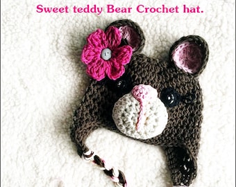 Gehaakte babybeermuts beanie - fotorekwisiet - maten pasgeboren, baby, peuter, tiener. Ontwerp door AngelsChest