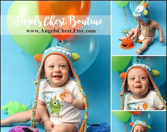 CROCHET MONSTER HAT by AngelsChest  Sizes Newborn, 0-3 months, 3-6 months, 6-12 month, 12-24 months, Kid, Teen, Adult - Photo prop - Cute