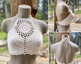 Crochet halter top - Festival top - Modern top - Hippie - Boho top - Sexy crop top - Summer wear - Bralette by AngelsChest