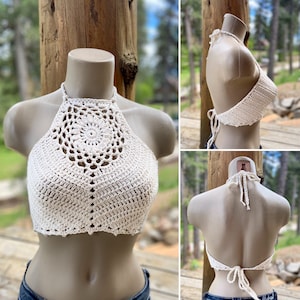 Crochet halter top - Festival top - Modern top - Hippie - Boho top - Sexy crop top - Summer wear - Bralette by AngelsChest