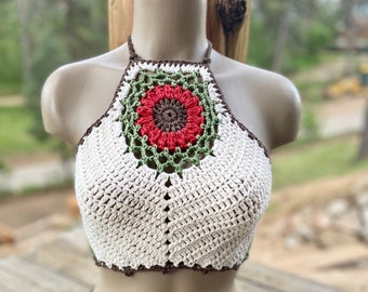Gehaakte halter top - Festival top - Moderne top - Hippie - Boho top - Sexy crop top - Dreamcatcher - Zomerkleding - Bralette by AngelsChest