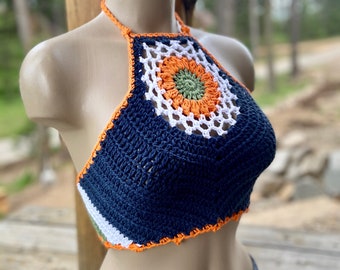Gehaakte halter top - Festival top - Moderne top - Hippie - Boho top - Sexy crop top - Dreamcatcher - Zomerkleding - Bralette by AngelsChest