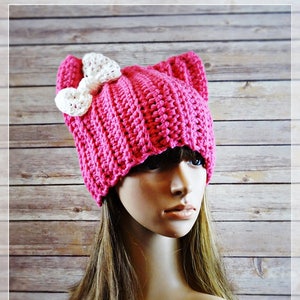Pussycat hat pattern | Crochet Pattern | Pussyhat Pattern | Cat Beanie Hat | Sizes: Toddler, Child, Adult | by AngelsChest  Pattern No. 73