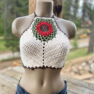 Crochet halter top Festival top Modern top Hippie Boho top Sexy crop top Dreamcatcher Summer wear Bralette by AngelsChest image 3