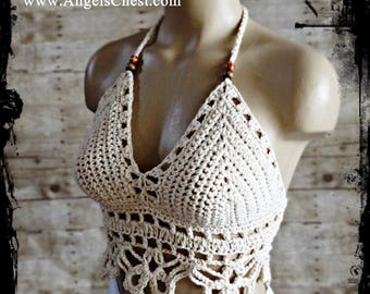 Top all'uncinetto - Top da festival - Top moderno - Top in cotone hippie - Top corto sexy - Abbigliamento estivo di AngelsChest
