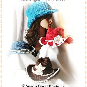 COWBOY Crochet Hat Pattern Size Newborn to Adult Boutique Design No. 53 by AngelsChest image 1