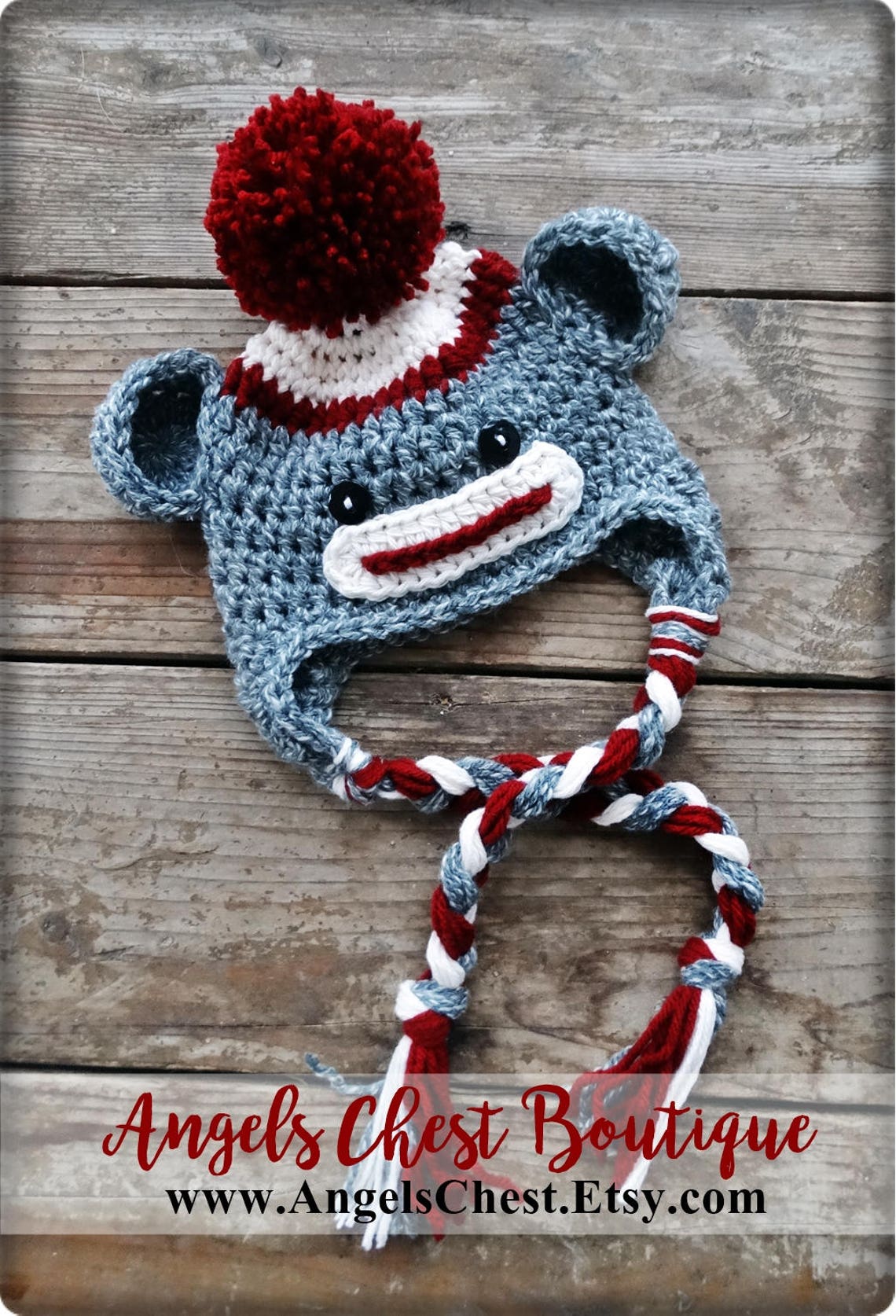 Crochet Pattern Sock Monkey Hat by Angelschest Includes Etsy