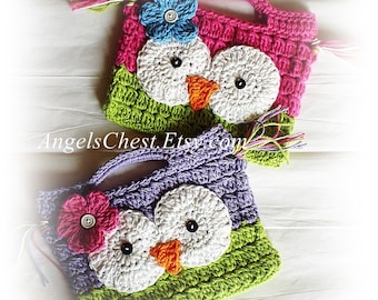 PDF Crochet PATTERN - Owl Purse or Handbag by AngelsChest Crochet Pattern No. 15