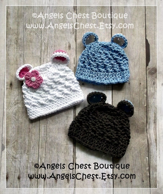 Crochet BEAR EARS Beanie Hat PDF 